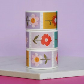 Ruban Washi Timbres fleurs - Nutmeg and Arlo